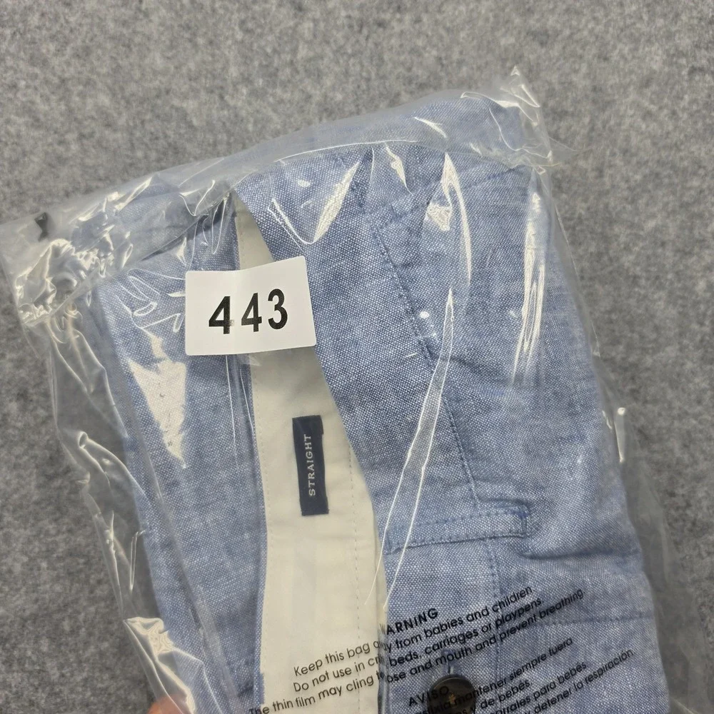 J Crew Pants Mens 34x34 Straight Blue Woven Cotton Linen Dress Pants